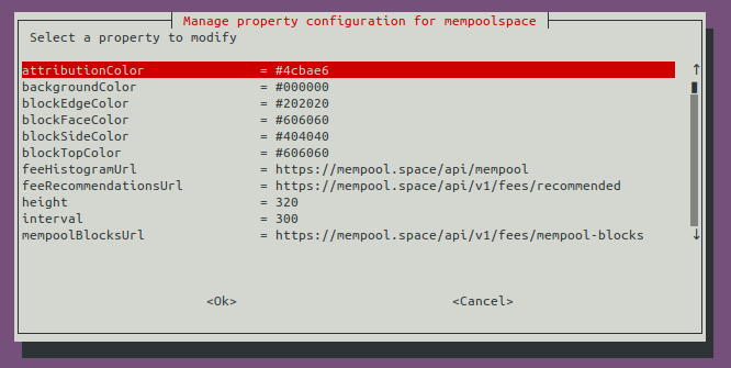 sample configuration of mempoolspace